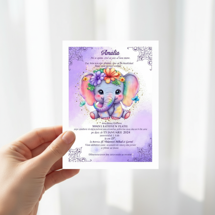 Invitatie papirus BABY  CUTE ELEFANT PM119 [6]