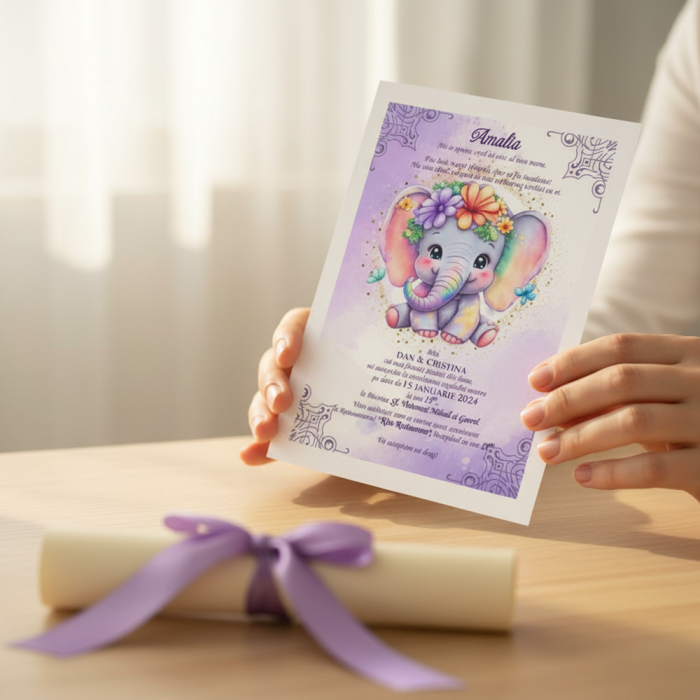 Invitatie papirus BABY  CUTE ELEFANT PM119 [4]