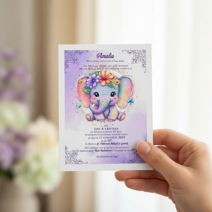 Invitatie papirus BABY  CUTE ELEFANT PM119 [3]