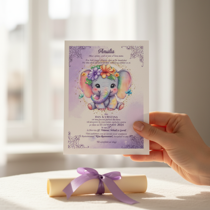 Invitatie papirus BABY  CUTE ELEFANT PM119 [2]