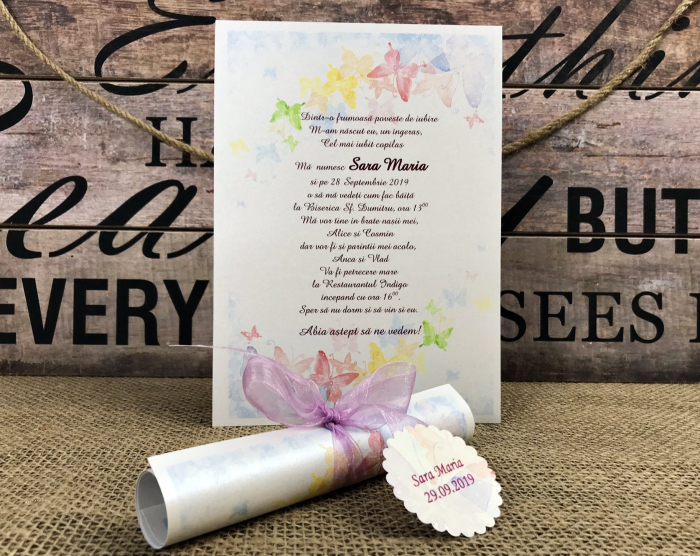 Invitatie papirus - FLUTURI COLORATI [5]