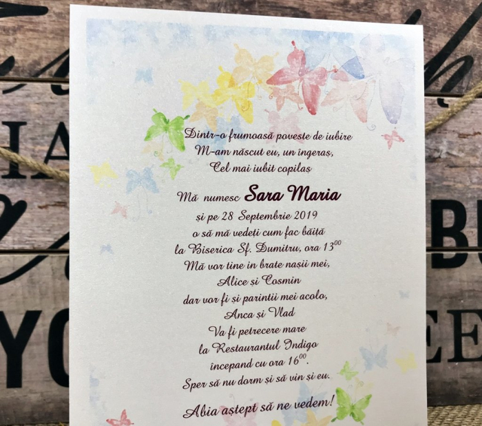 Invitatie papirus - FLUTURI COLORATI [4]