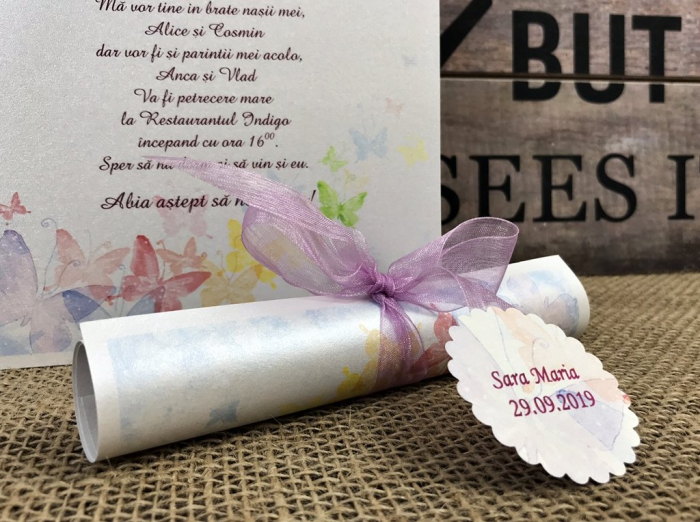 Invitatie papirus - FLUTURI COLORATI [6]