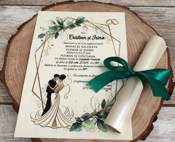 Invitatie papirus Greenery Wedding [2]