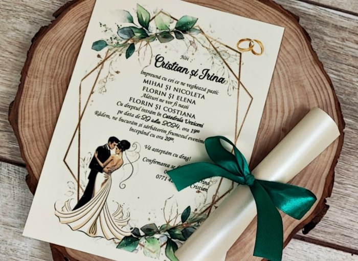 Invitatie papirus Greenery Wedding [3]