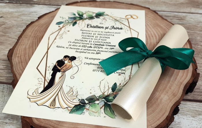 Invitatie papirus Greenery Wedding [4]