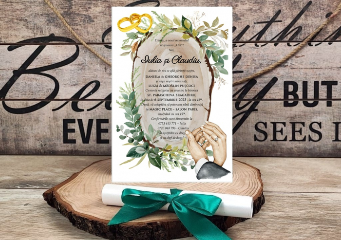 Invitatie papirus Greenery Bustean [1]