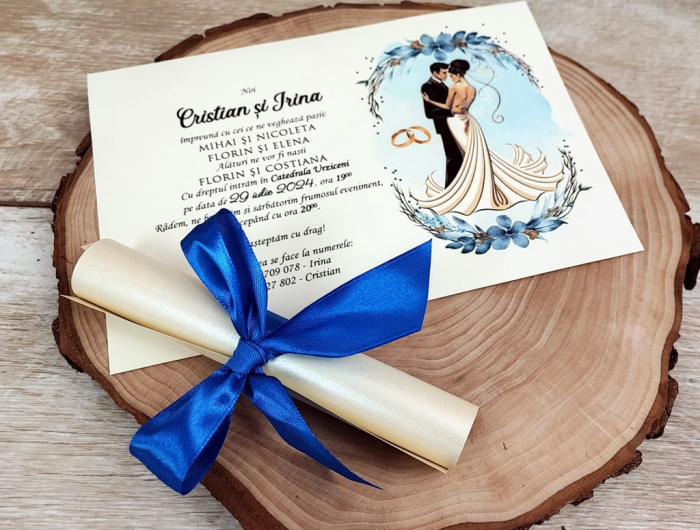 Invitatie papirus Blue Wedding [3]