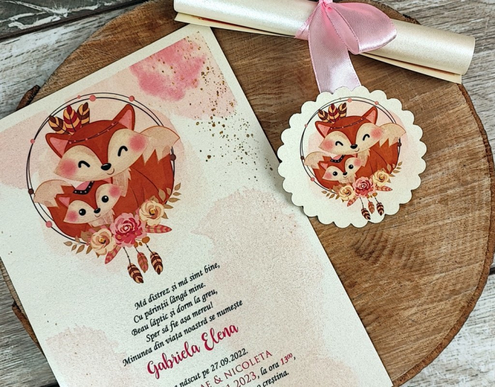 Invitatie papirus Little Fox [3]