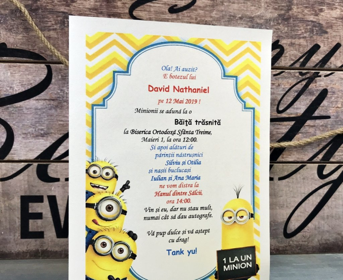 Invitatie botez papirus MINION [2]