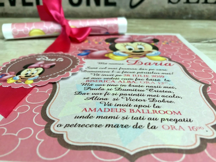 Invitatie papirus Minnie Bebelus [3]