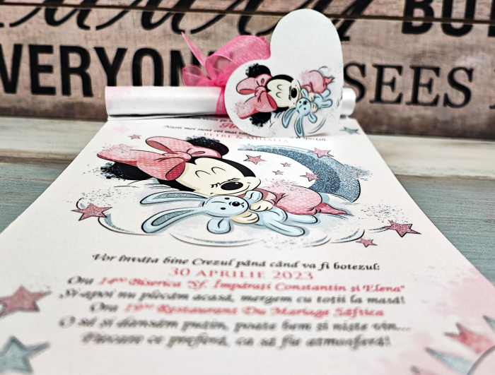 Invitatie papirus Minnie Sleeping [3]