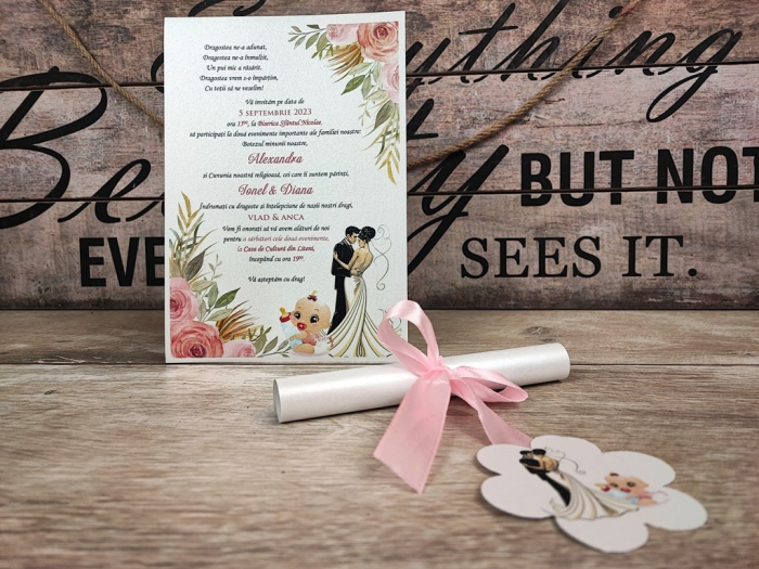 Invitatie papirus N+B - ROZ [3]