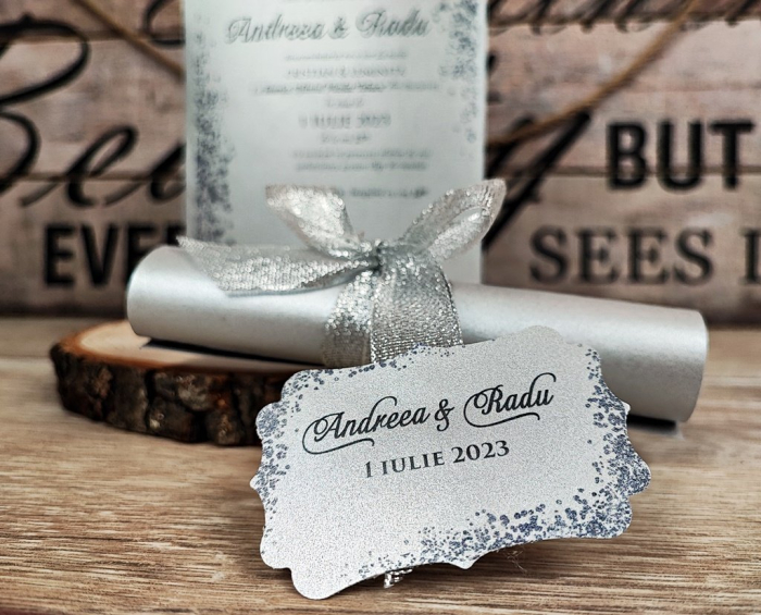 Invitatie papirus Silver Glitter [5]