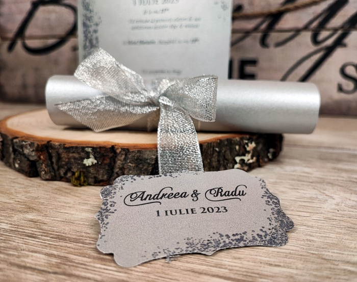 Invitatie papirus Silver Glitter [4]