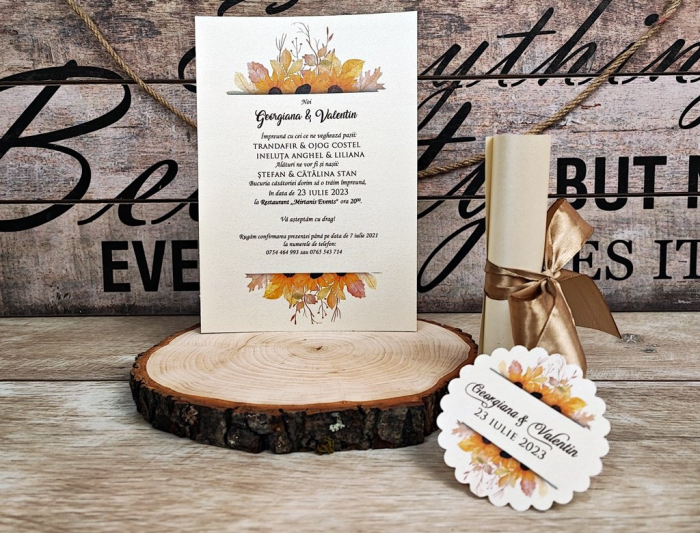 Invitatie papirus Sunflower [4]