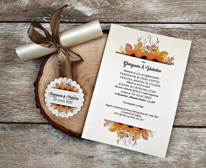 Invitatie papirus Sunflower [5]