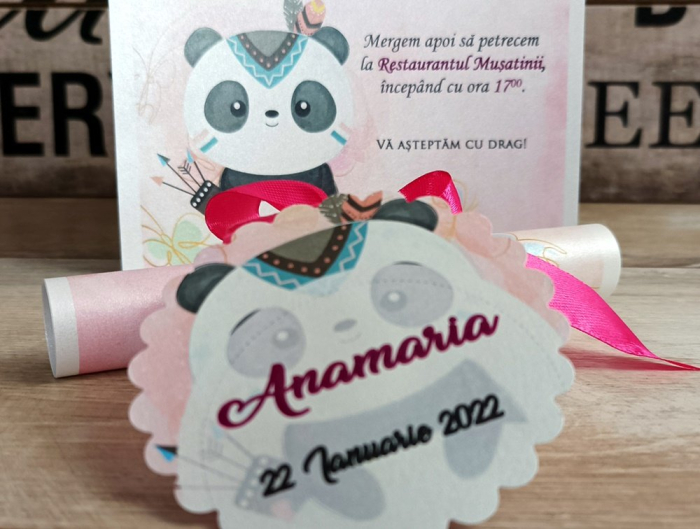 Invitatie papirus Sweet Panda [4]