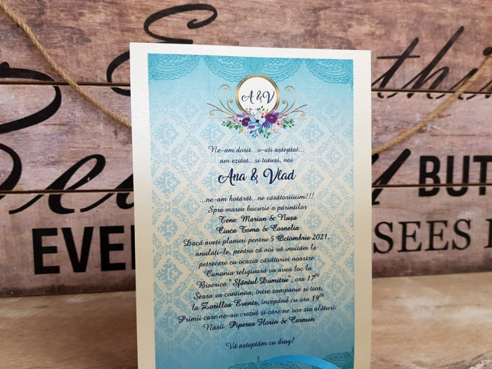 Invitatie papirus Vintage Blue [5]