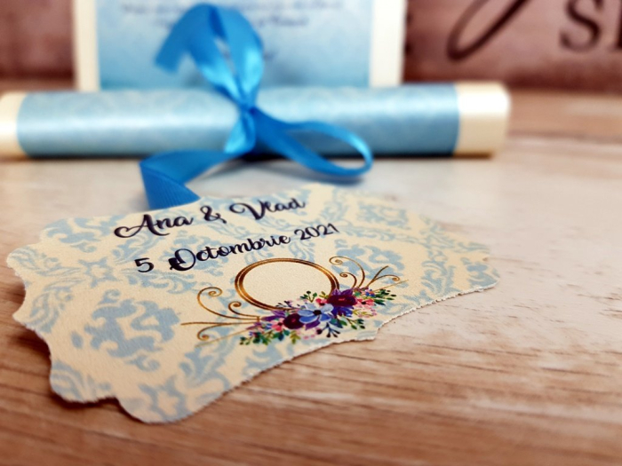 Invitatie papirus Vintage Blue [2]