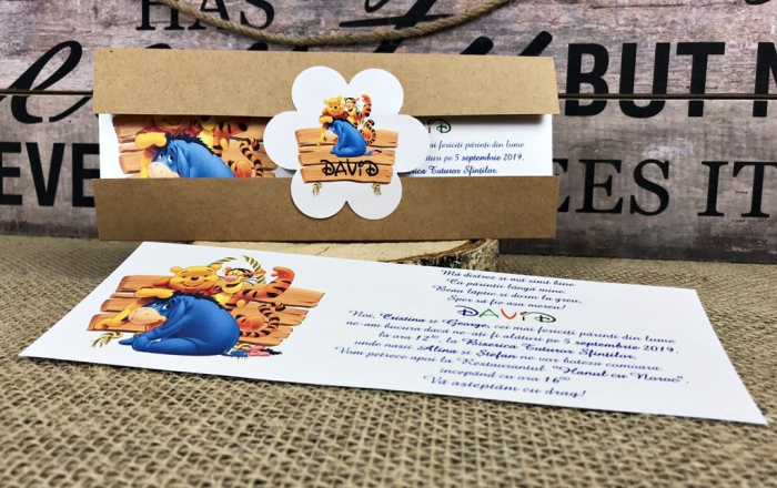 Invitatie - Winnie the Pooh (model alb sidefat) [4]