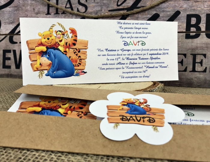 Invitatie - Winnie the Pooh (model alb sidefat) [3]