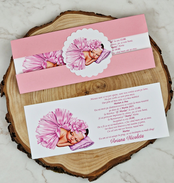 Invitatii 83 Bebelusa in Rochita Roz [3]