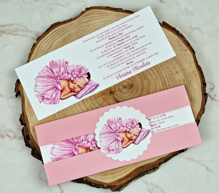 Invitatii 83 Bebelusa in Rochita Roz [5]