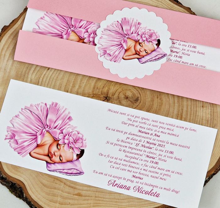 Invitatii 83 Bebelusa in Rochita Roz [4]