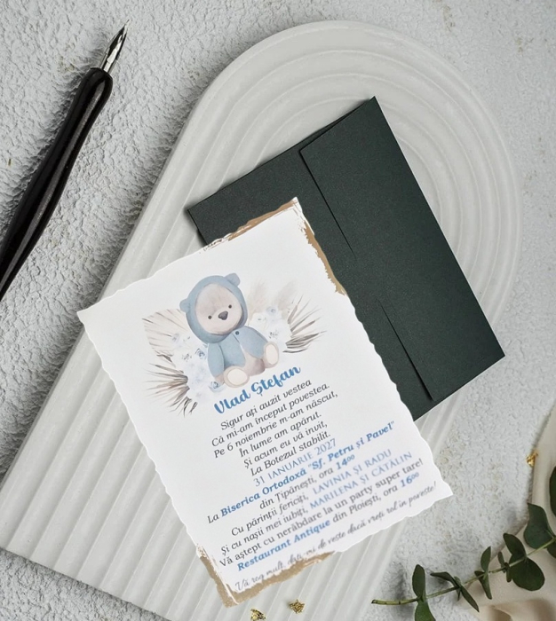 Invitatii botez 9319 Ursulet Boho [2]