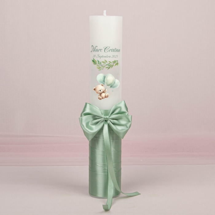 Lumanare de botez Green Teddy [1]