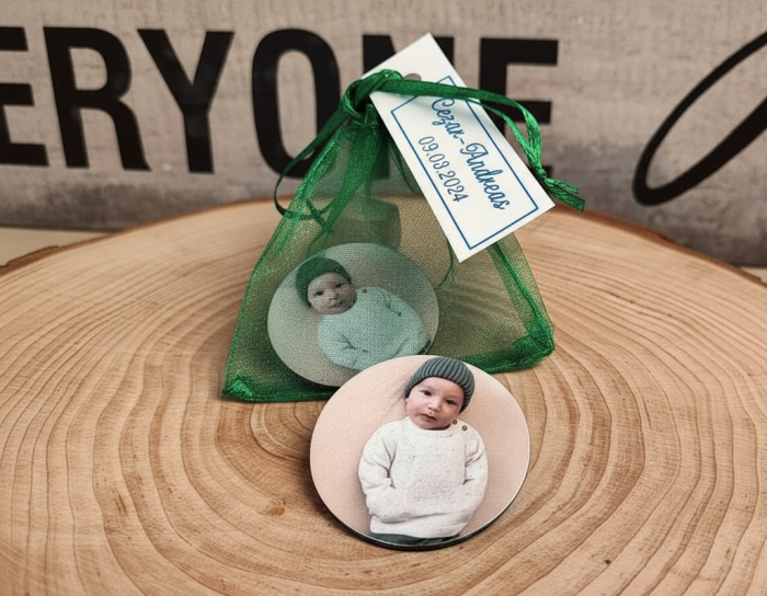 Magnet foto rotund in saculet VERDE [2]