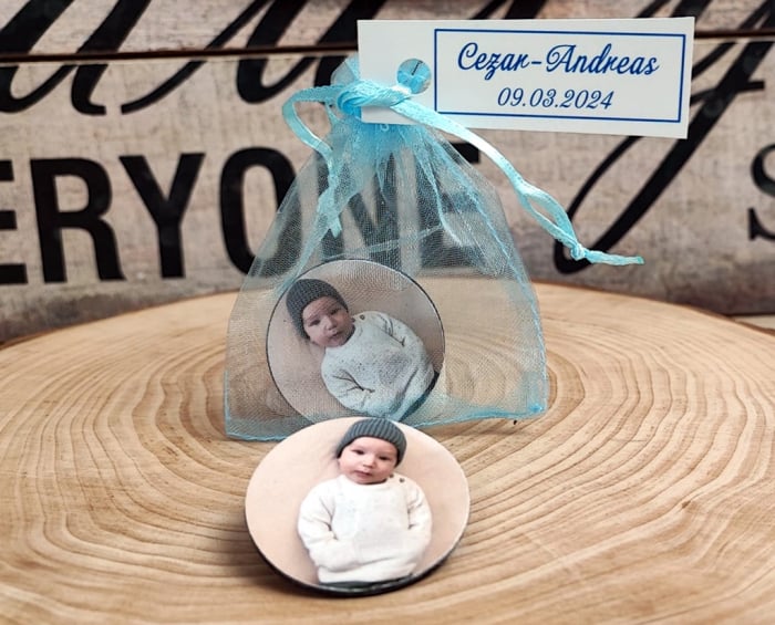 Magnet foto rotund in saculet blue [2]