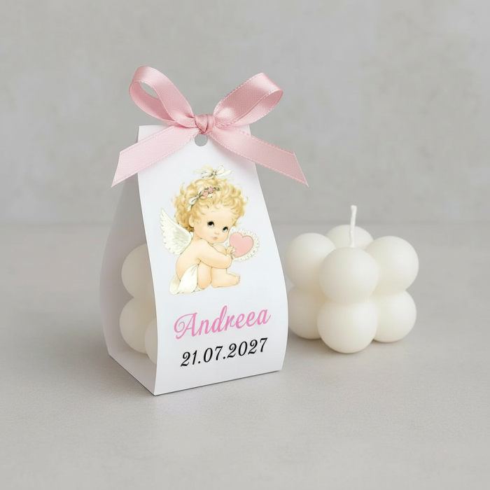Marturii botez LUMANARE BUBBLE (Ingeras roz) [3]