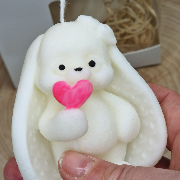 marturii botez LUMANARE IEPURAS  pink heart [4]