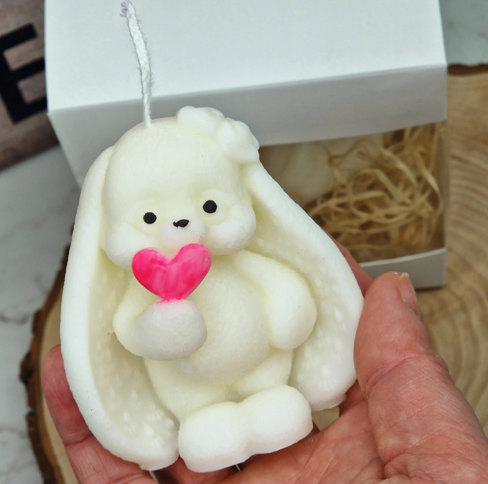 marturii botez LUMANARE IEPURAS  pink heart [2]