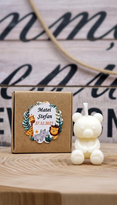 Marturii botez LUMANARE URSULET (cutie craft) [2]