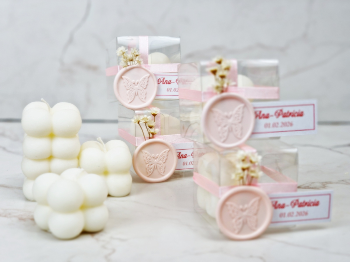 Marturii nunta LUMANARE BUBBLE (flori uscate & sigiliu) [6]