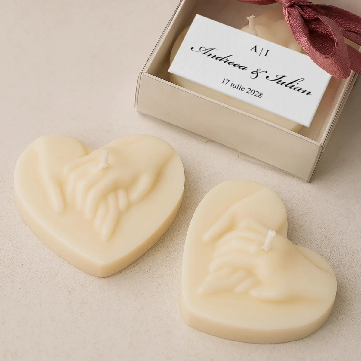 Mărturii nuntă lumânare inimă cu mâini împreunate [5]