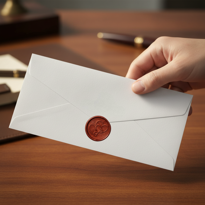 Plic  Alb sidefat ( 27 cm x 11 cm) &Sigiliu [2]