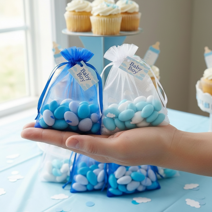 Saculet  ALB & BLUE cu drajeuri [4]