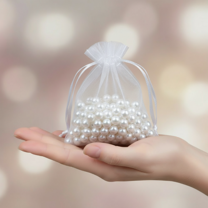 Saculet organza ALB  (9 cm x 7 cm) [1]