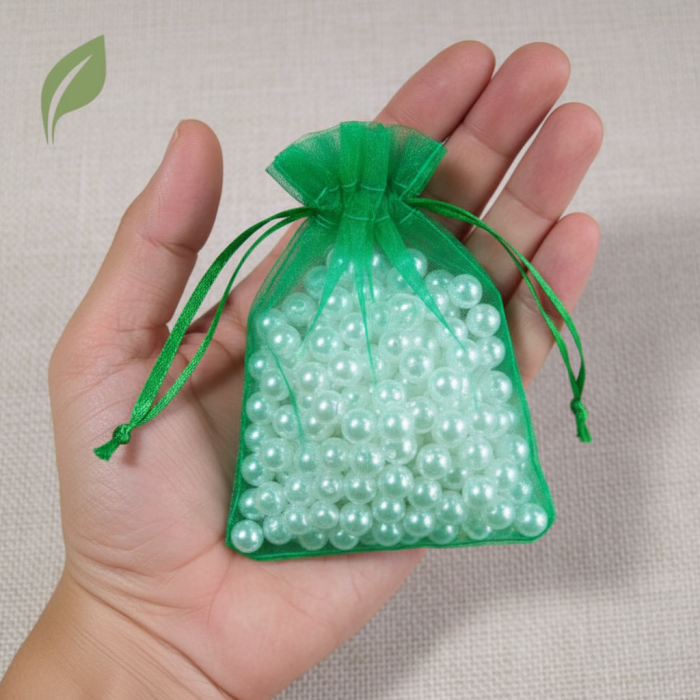 Saculet organza VERDE  (9 cm x 7 cm) [1]