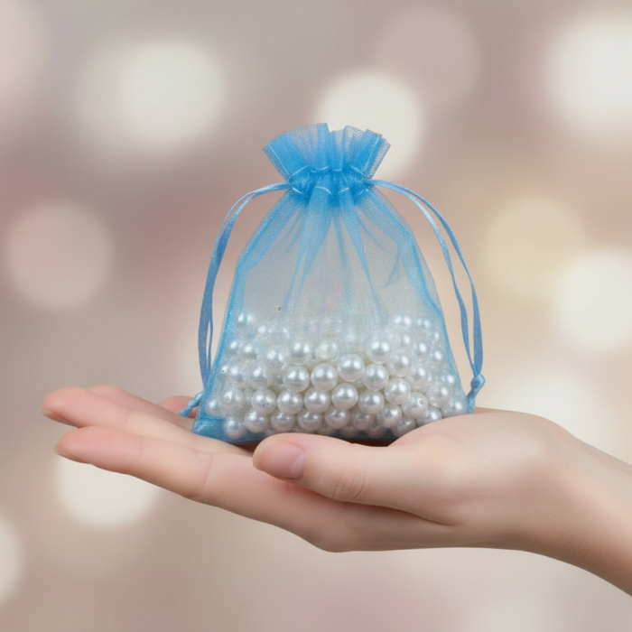 Saculet organza blue  (9 cm x 7 cm) [1]