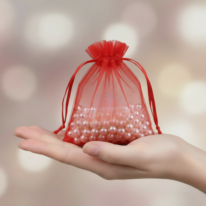 Saculet organza ROSU  (9 cm x 7 cm) [1]