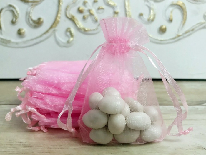 Saculet organza ROZ  (9 cm x 7 cm) [3]