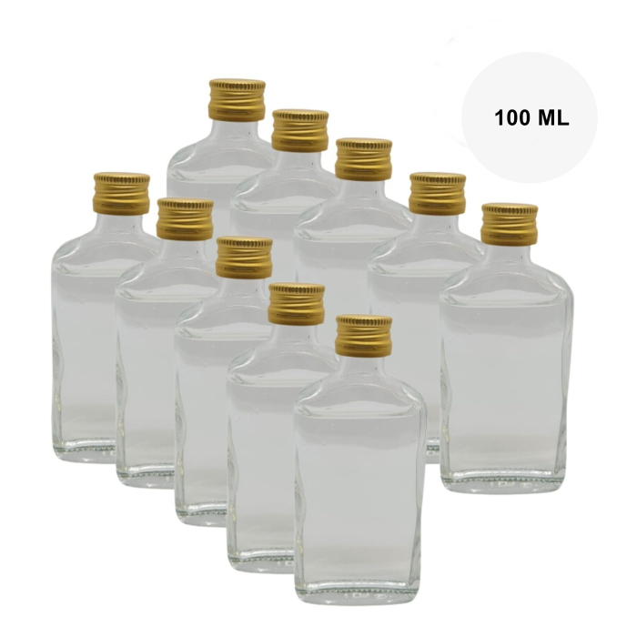 Set 10 buc sticle FLASK 100 ml cu dop metalic [1]