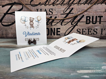 INVITATII BOTEZ - 134 - Ursulet cu Baloane