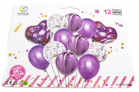 Baloane & decoratiuni BOTEZ - Baloane 12/Set Curcubeu Si Confeti Mov