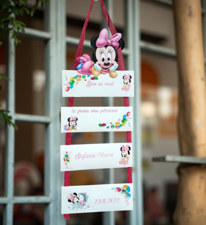 Banner nume & Props Candy Bar - Banner Bine ati Venit – Minnie Baby